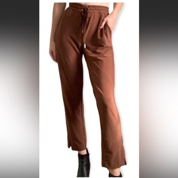 Joie Tapered Pull-On Drawstring Pants w/ Ankle Slits, Taupe, Size S - Picture 2 of 9